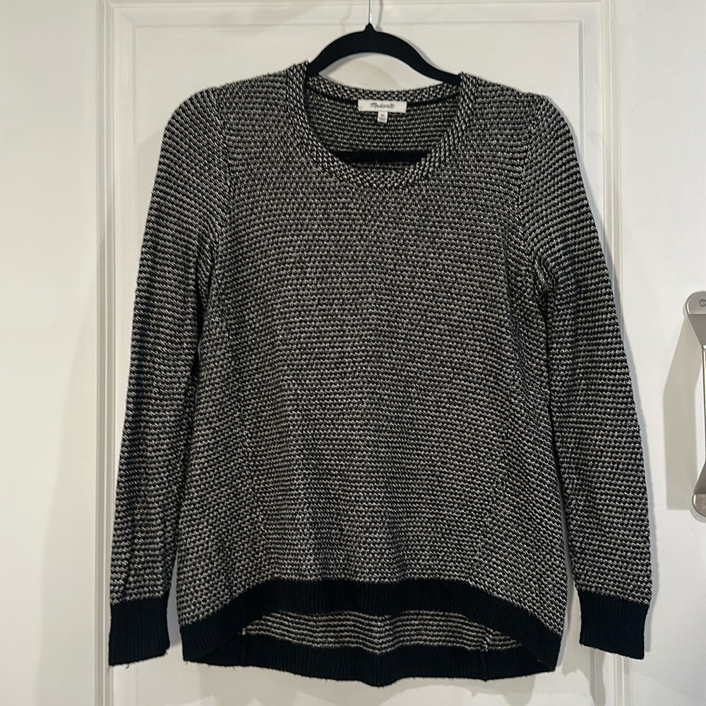 Madewell black and white high low sweater